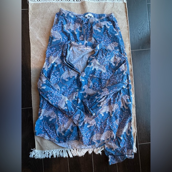Printfresh Pajama Set (Top and Pants) in Blue/Indigo Leopard Bagheera, Size M - Picture 2 of 8